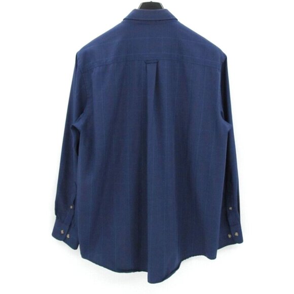 Knightsbridge Wrinkle Resistant Dress Shirt M – Navy Blue Plaid Button Down - Picture 2 of 12